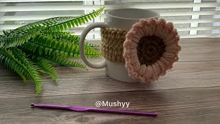 Crochet Flower Mug Cozy Pattern EASY Tutorial for Beginners crochettutorial howtocrochet [upl. by Atinahs732]