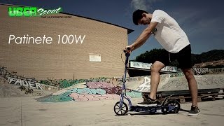 Patinete eléctrico UberScoot 100W en el skate park [upl. by Ecirtnahs]