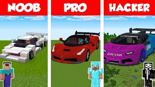 Minecraft NOOB vs PRO vs HACKER SPORT CAR HOUSE BUILD CHALLENGE in Minecraft  Animation [upl. by Kcirdderf210]