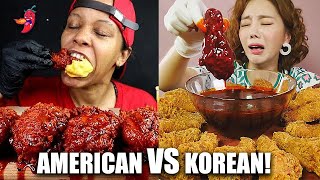 AMERICAN VS KOREAN SPICY MUKBANGS [upl. by Schwing]