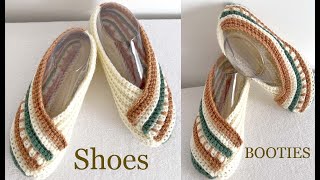 Como Hacer ZAPATOS PANTUFLAS Todas las Tallas Tejido a Crochet de Cuadrado o Rectángulo [upl. by Ardnal]