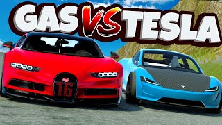 GAS VS TESLA ELECTRIC Cars Race Down a Mountain in BeamNG Drive Mods [upl. by Nnayllas815]