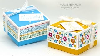 Lidded Box for 3x3 Cards using Stampin Up DSP [upl. by Cassidy]