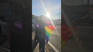 Trumper Supporter Gets Mad After LGBTQ Came Next To Him With Rainbow Flag trump drama [upl. by Schroder349]