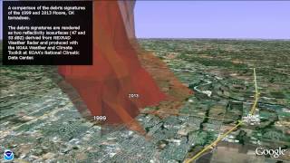 Moore Tornadoes 1999 amp 2013 NOAA animation  iso comparison [upl. by Lorain]