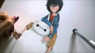 BayMax amp Hiro  Big Hero 6 Disney  Speed drawing  Obibi [upl. by Nyraf]