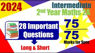 Inter 2024 Inter Maths 2A 2nd Year important questions [upl. by Alleiram]