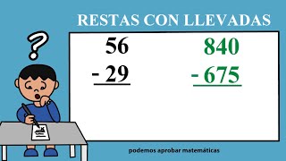 RESTAS CON LLEVADAS de 2 cifras  RESTAS CON LLEVADAS de 3 cifras [upl. by Sufur]