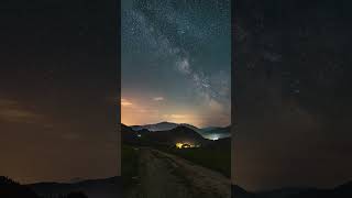 TimeLapse Milky Way Galaxy Stars Moving Over Countryside Nature Landscape  timelapse milkyway [upl. by Llenrahs386]