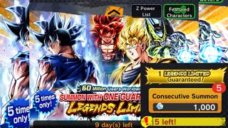 5 GUARANTEED LEGENDS LIMITED 60 MILLION CELEBRATION BANNER 5000k CC SUMMONS  Dragon Ball Legends [upl. by Nageem]