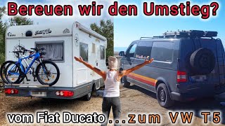 Umstieg vom teilintigrierten FIAT DUCATO Wohnmobil zum VW T5 TRANSPORTER Vor und Nachteile Fazit [upl. by Accever]