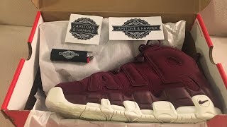 Unboxing Nike Air More Uptempo 96 QS Night Maroon LapstoneHammer Nike [upl. by Judson38]