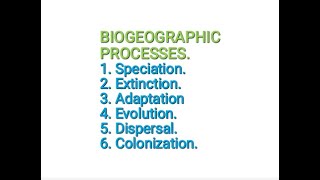 BIOGEOGRAPHIC PROCESSES Speciation Extinction Adaptation Evolution Dispersal and Colonization [upl. by Koffler]