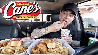 EATING Raising Canes Chicken Fingers With LARGE Sauce  Mukbang [upl. by Griff]