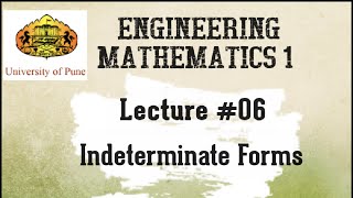 Lec 06  Indeterminate Forms  Differential Calculus  Math 1  SPPU  Sem 1  niraliprakashan [upl. by Parthenia]