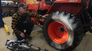 729 Bald Tractor Tires No Problem Aquiline MPC Tractor Tire Chains InstallI Have The Solution 4K [upl. by Walters]