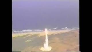 Peacekeeper ICBM Test Launch Viewed from Orbiting Helicopter  Vandenberg AFB CA [upl. by Ark]