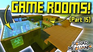 GAME ROOMS and STEAMPUNK WINDOWS Suspended Mountain Base Part 15  Scrap Mechanic Gameplay [upl. by Nosneb]