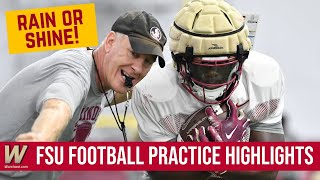 FSU Football Practice HIGHLIGHTS  Seminoles practice THROUGH THE STORM  Warchant TV FSU [upl. by Tini61]