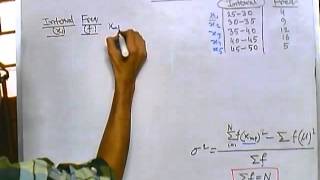 8 Biostatistics lecture  Standard deviation of grouped frequency data [upl. by Tennek]