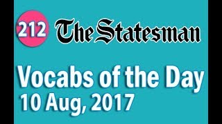 ✅ The Statesman Vocabulary 10 Aug 2017  Learn 10 New Words with Tricks  Day212 [upl. by Mayberry188]