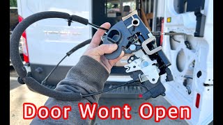 Ford Transit 250 Rear Door Latch Actuator Replacement  Rear Door Wont Open  30 Minutes Job [upl. by Llenyl849]