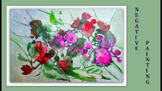 Acryl Acrylics Malerei Negative Painting Experimental Start Intuitive Easy Floral Frühling Spring [upl. by Asilehc]