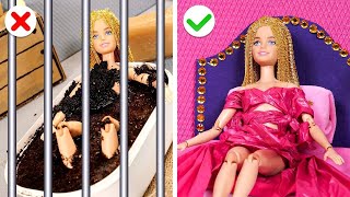 Oh No Barbie Is In Jail Cool Doll’s Gadgets For Doll Makeover [upl. by Redneval]