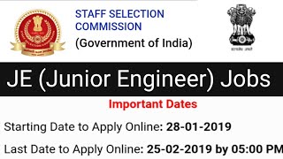 SSC JE NOTIFICATION2019  SSC JUNIOR ENGINEERS NOTIFICATION [upl. by Koball]