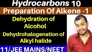 Hydrocarbons 10  Preparation of Alkenes 1  Dehydration Of Alcohols and From Alkyl Halide JEENEET [upl. by Eimmij]