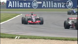 F1 Indy 2007 GP USA Fernando Alonso Vs Lewis Hamilton [upl. by Maffa436]