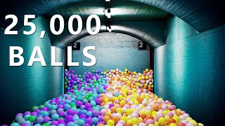 25000 Balls in the underground corridor  Blender rigid body Simulation [upl. by Nomled]