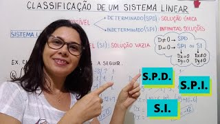 Classificação dos Sistemas Lineares SPD  SPI ou SI [upl. by Einahpet]