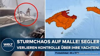 MALLORCA Heftiges Unwetter wirbelt Yachten gegen die Küsten Viele Flüge gestrichen [upl. by Mayyahk]