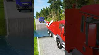 Dump truck vs massive water pit 6  beamngdrivemods doublespeedbumps carsvswaterpit [upl. by Petronille]