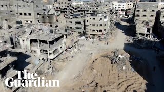 Drone footage shows latest widespread destruction in northern Gaza [upl. by Kall341]