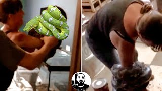 Serpente enrola no braço da tratadora  Biólogo das Serpentes [upl. by Neyuh]