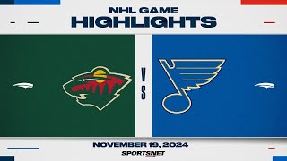 NHL Highlights  Wild vs Blues  November 19 2024 [upl. by Gwenette367]