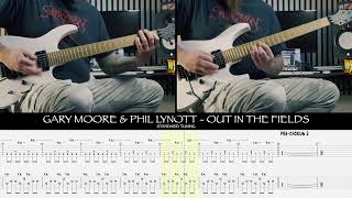 GARY MOORE amp PHILL LYNOTT  Out in the fields GUITAR COVER  TAB [upl. by Sairahcaz]