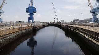 Dry Dock 6 Dewatering Time Lapse at Norfolk Naval Shipyard [upl. by Ecnerwal]