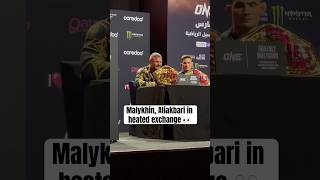 Malykhin Amir Aliakbari get heated at ONE 166 presser  onechampionship [upl. by Aehc980]