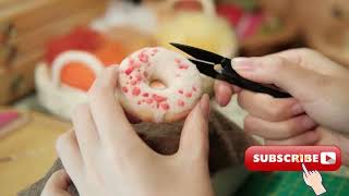 8 Minute Satisfying with Needle Felting cute donut  ASMR handmade crafts [upl. by Geller]