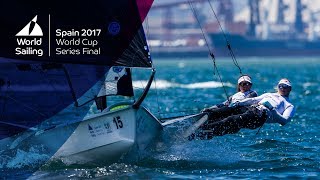 Full 49erFX Medal Race from the World Cup Series Final in Santander [upl. by Czarra]