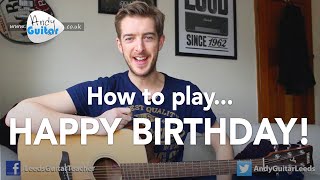 Happy Birthday EASY Guitar Tutorial How to play [upl. by Ylrebmit]