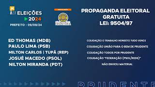 Horário Eleitoral Prefeitos de Presidente PrudenteSP  Rádio  090924 [upl. by Aicetal]