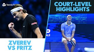 Taylor Fritz vs Alexander Zverev CourtLevel Highlights  Nitto ATP Finals 2024 [upl. by Rochkind273]