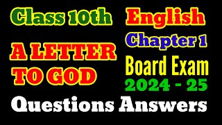 Class 10th English  Chapter 1  Questions Answers  Board Exam 2024  25 [upl. by Laersi]