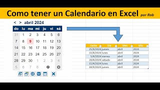 Como tener un Calendario en Excel [upl. by Ahtis]