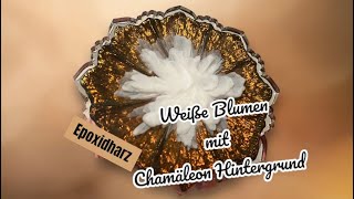 455 DE Weiße Blumen mit Chamäleon Hintergrund  epoxidharz [upl. by Cudlip462]