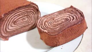 Chocolate Crepe Roll Cake  Crepe Roll Recipe [upl. by Letsyrk]